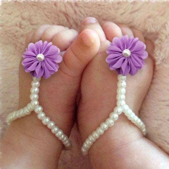 Quinn-Tessential Designs Other - 𝅺INFANT Pearl Barefoot Sandals